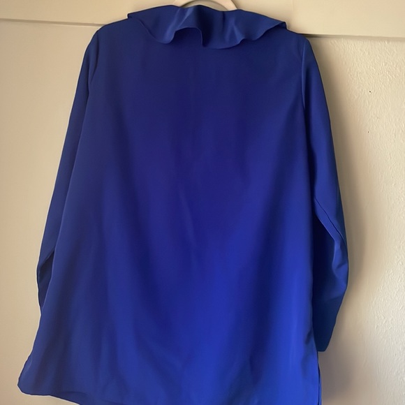 Vintage Chelsea Studio blue polyester ruffled long sleeve button down shirt - Picture 6 of 7